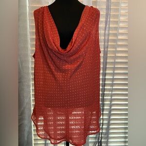 Danielrainn beautiful coral sheer cowl neck top